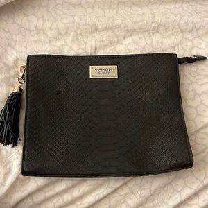 VS Black Faux Crocodile Makeup Bag